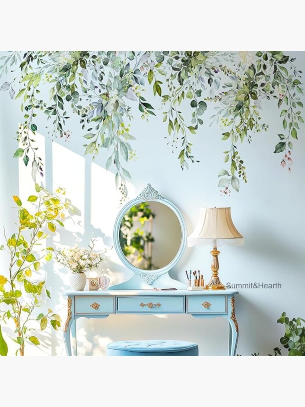 Large Peel & Stick Vinyl Wall Decals, Floral Leaf Decor for Home Office